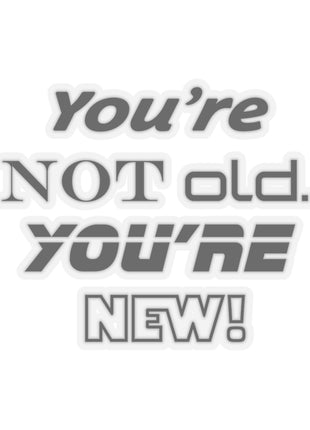 You're Not Old. You're New! Kiss-Cut Sticker — Retro Motivational Decal for Laptops, Water Bottles & Gifts